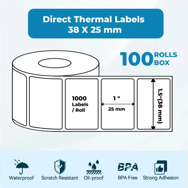 38x25mm Direct Thermal Labels